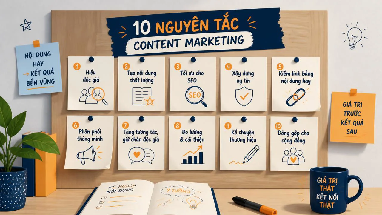 Bảng 10 nguyên tắc content marketing dán tường