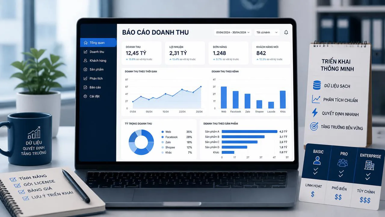 Dashboard phân tích dữ liệu tiếng Việt trên laptop