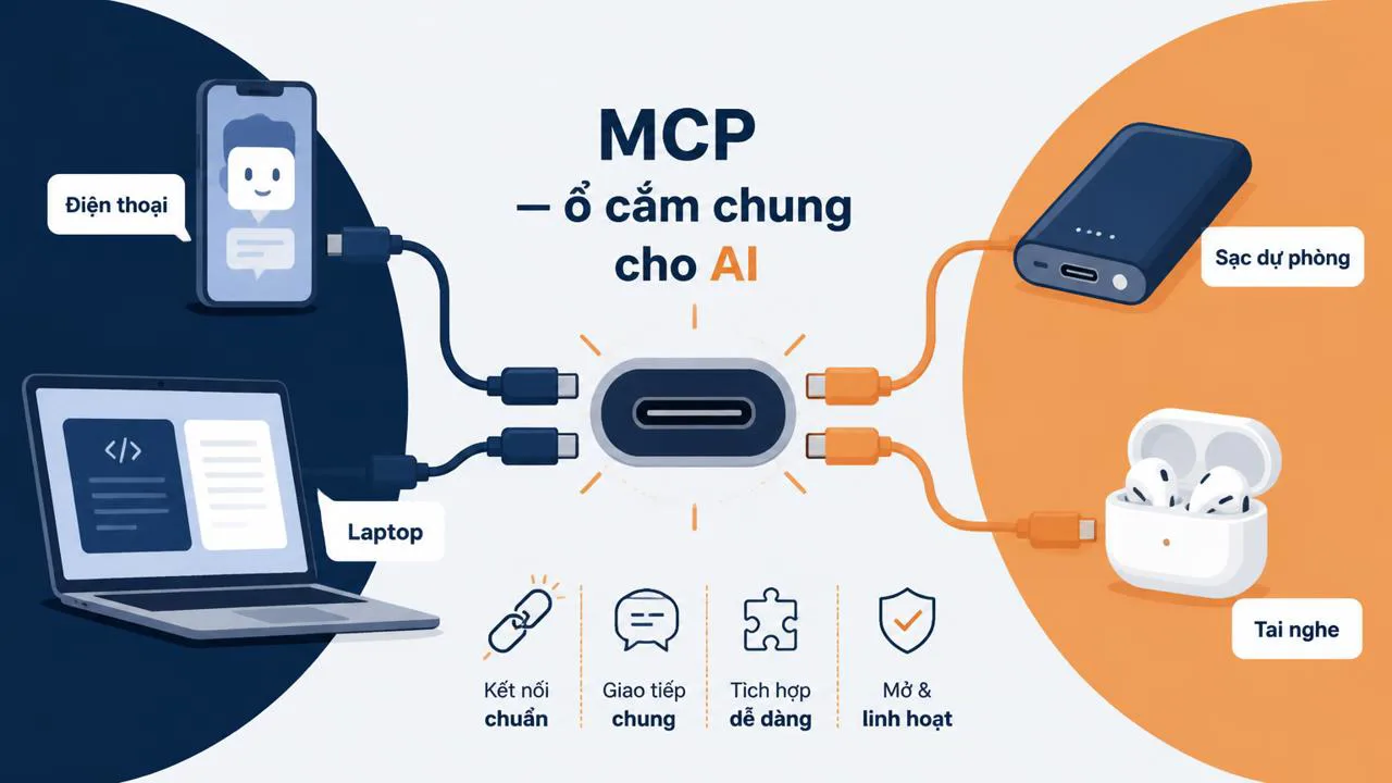 Minh họa ổ cắm USB-C chung cho AI