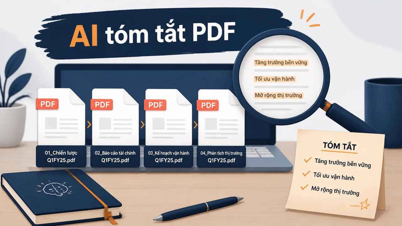 Minh họa AI tóm tắt file PDF