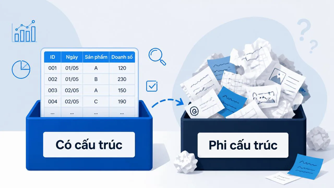 Hình ảnh so sánh dữ liệu có cấu trúc và phi cấu trúc