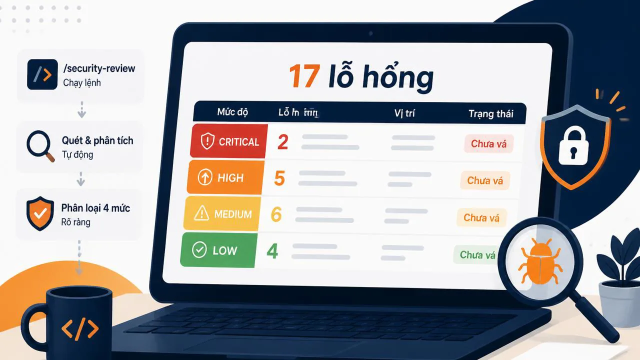 Bảng kết quả 17 lỗi bảo mật theo 4 mức