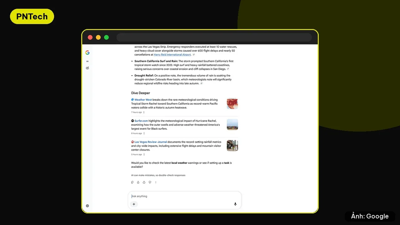 Khối bài liên quan trong AI Overviews với thumbnail giúp dễ bấm hơn